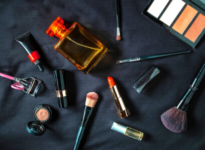 Cosmetics for women on a black background